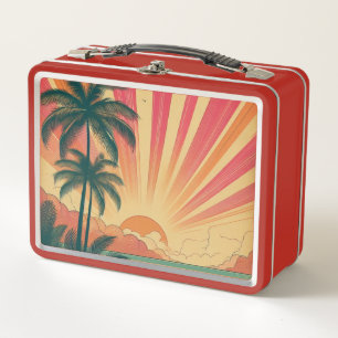 Retro/Vintage Tropisch/Hawaiianischer Sonnenunterg Metall Brotdose