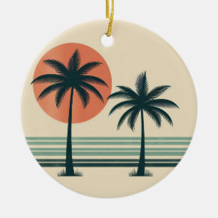 Retro/Vintage Tropische Palmen Bäume Keramik Ornament