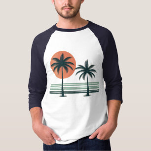 Retro/Vintage tropische Palmen T-Shirt