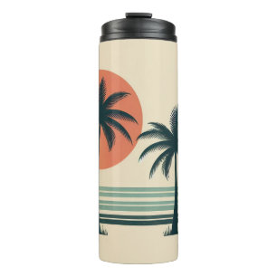Retro/Vintage tropische Palmen Thermosbecher
