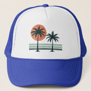 Retro/Vintage tropische Palmen Truckerkappe