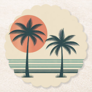 Retro/Vintage tropische Palmen Untersetzer