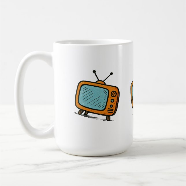 Retro Vintage TV Doodle Ästhetik Kaffeetasse (Links)