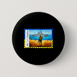 Retro Vintage Ukraine Post Briefmarke Flagge Stolz Button