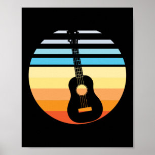 Retro Vintage Ukulele Sonnenuntergang Hawaiian Spi Poster