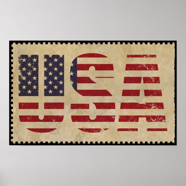 Retro-Vintage US-Flagge Poster (Vorne)