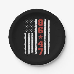 Retro Vintage USA-Flagge 86 47 Anti Trump Pappteller