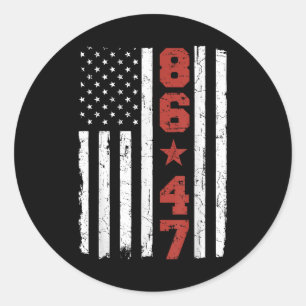 Retro Vintage USA-Flagge 86 47 Anti Trump Runder Aufkleber