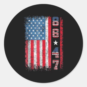 Retro Vintage USA-Flagge 86 47 Anti Trump Runder Aufkleber
