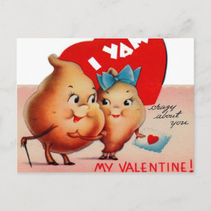 Retro Vintage Valentineyamswurzel Feiertagspostkarte
