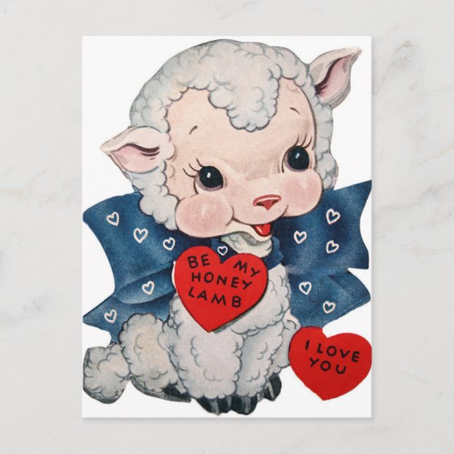 Retro Vintage Valentinlampe Postkarte (Vorderseite)