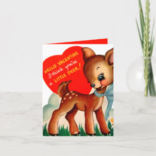 Retro-Vintage-Valentinshirsch zum Sentiment hinzuf Feiertagskarte