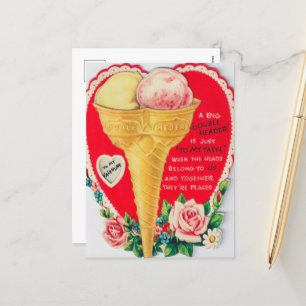 retro-vintage-Valentinstag-Eiscreme Feiertagspostkarte