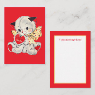 retro vintage Valentinstag Katze Nachricht hinzufü Mitteilungskarte