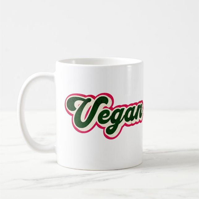 Retro Vintage Vegane Logokombination Tasse (Links)