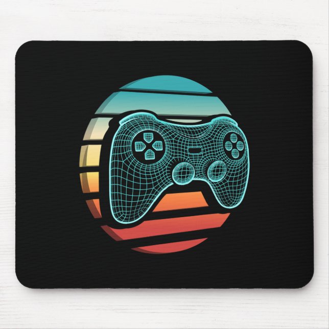 Retro Vintage Videospiel-Controller Gamer Sonnenun Mousepad (Vorne)