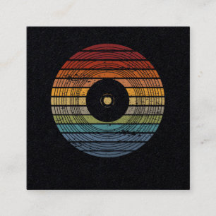 Retro-Vintage-Vinyl-80er-90er-Musikparty-Disco-Ges Quadratische Visitenkarte