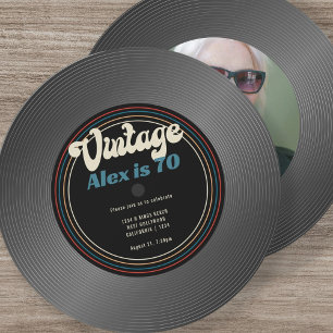 Retro-Vintage-Vinyl-Schallplatten-Foto-Geburtstag Einladung