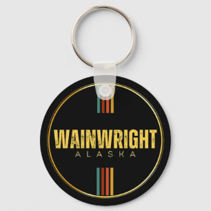 Retro-Vintage-Wainwright-Stadt-Alaska-Staat-70er-A Schlüsselanhänger