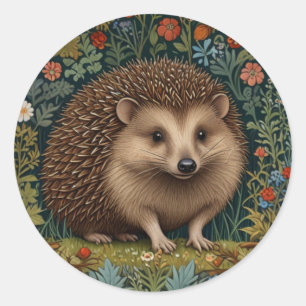 Retro-vintage-Wald-Igel Wald botanisch Runder Aufkleber