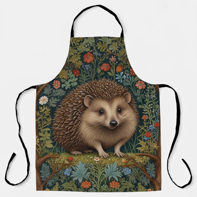 Retro-vintage-Wald-Igel-Wald-botanisch Schürze (Vorderseite)