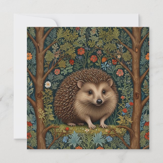 Retro Vintage Wälder Igel Wälder botanischen Einladung (Vorderseite)
