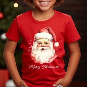 Retro Vintage Wasserfarben Weihnachtsmann Gesicht  T-Shirt