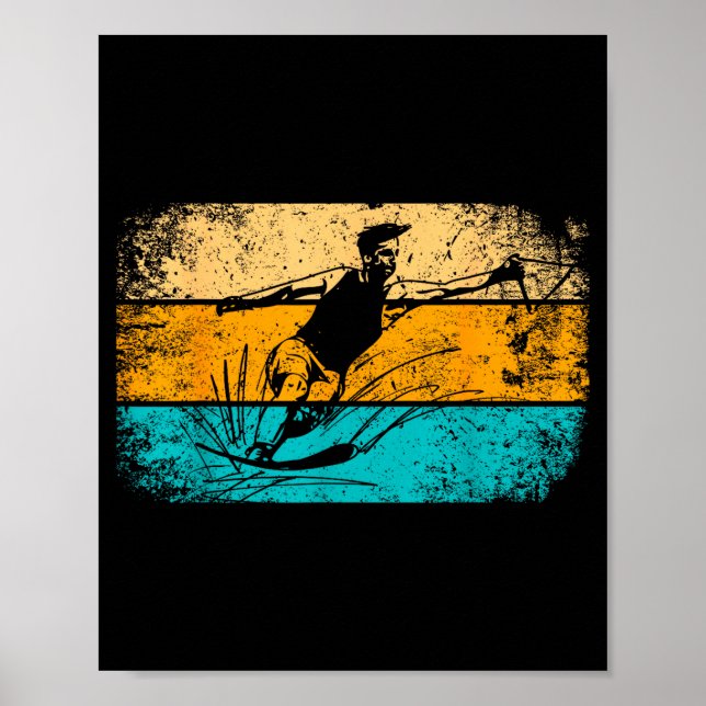 Retro Vintage Wasserski  Poster (Vorne)