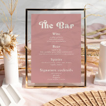 Retro Vintage Wedding Drinks Bar Menu