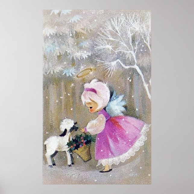Retro-Vintage Weihnachten Angel Holiday Poster (Vorne)