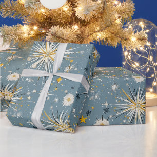 Retro Vintage Weihnachten: Atomarer Sternenhimmel Geschenkpapier