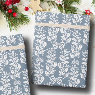 Retro Vintage Weihnachten Blaue Stechpalmenbeeren Geschenkpapier