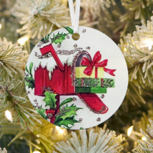 Retro Vintage Weihnachten Briefkasten Urlaubsdekor Ornament Aus Metall