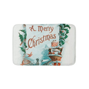 Retro Vintage Weihnachten Cooler Weihnachtsmann Badematte