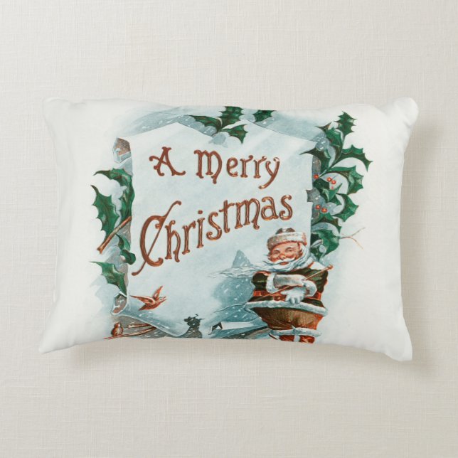 Retro Vintage Weihnachten Cooler Weihnachtsmann Dekokissen (Rückseite)