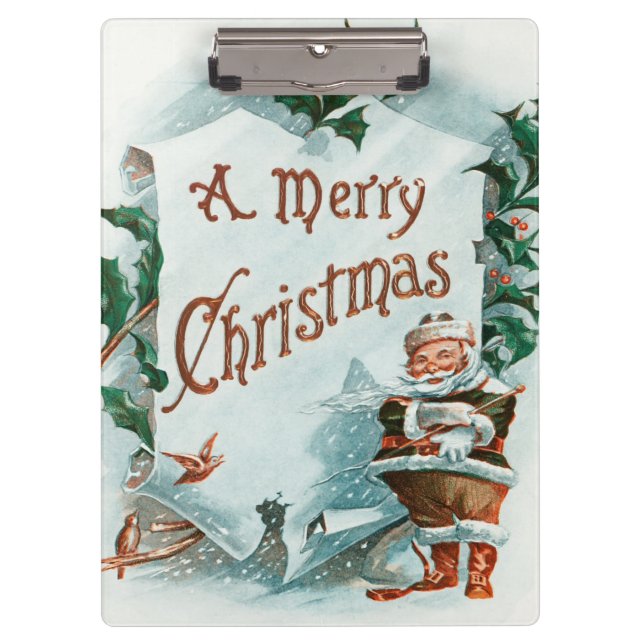Retro Vintage Weihnachten Cooler Weihnachtsmann Klemmbrett (Vorderseite)
