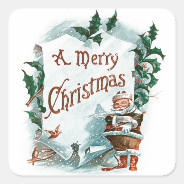 Retro Vintage Weihnachten Cooler Weihnachtsmann Quadratischer Aufkleber (Vorderseite)