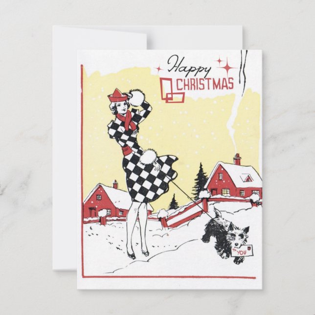 Retro Vintage Weihnachten Dame hinzufügen messafca (Vorderseite)