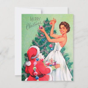 Retro Vintage Weihnachten Dame und Weihnachten hin