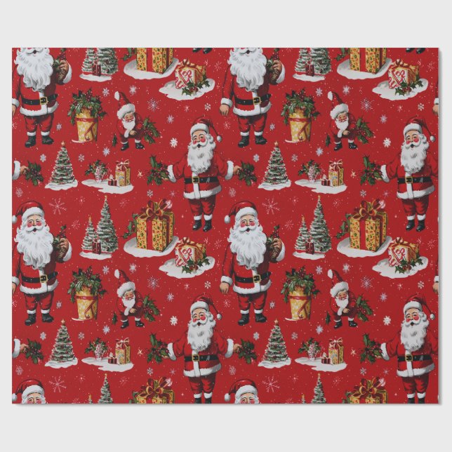 Retro Vintage Weihnachten Geschenkpapier (Flach)