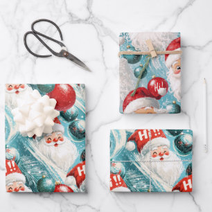 Retro Vintage Weihnachten: Hallo! Santa Geschenkpapier Set