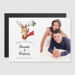 Retro Vintage Weihnachten Hochzeit Speichern Sie d Magneteinladung