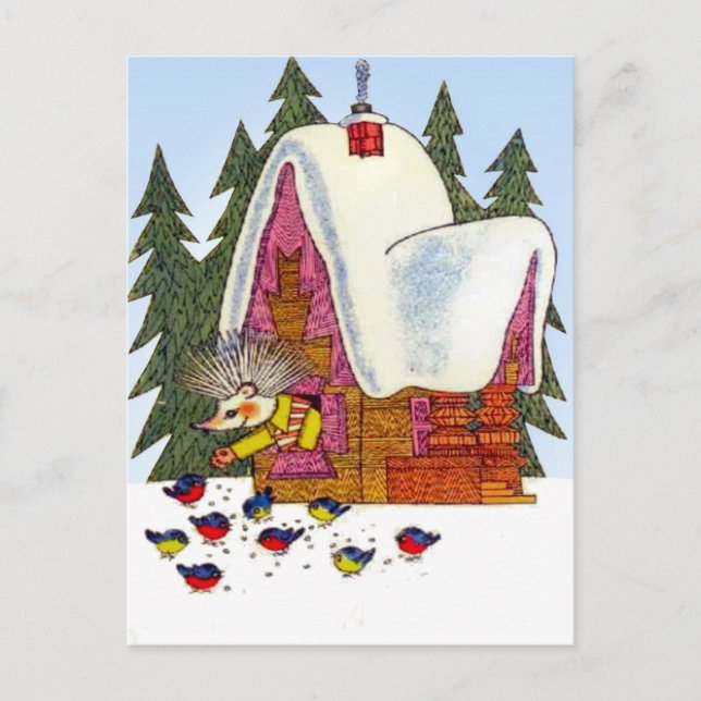 Retro Vintage Weihnachten , Igels Hütte (Vorderseite)