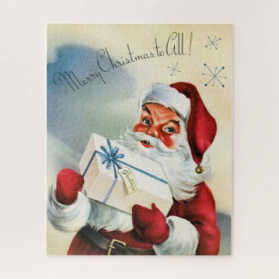Retro Vintage Weihnachten Santa Feiertags Grußkart Puzzle