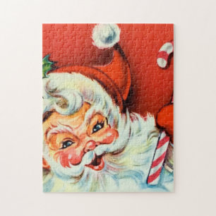 Retro Vintage Weihnachten Santa Festtags-Puzzle Puzzle