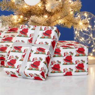retro vintage Weihnachten Santa gekachelt Geschenkpapier