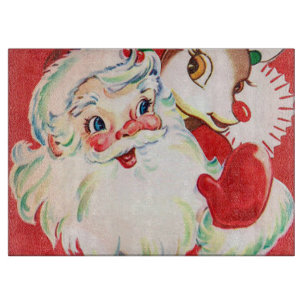 Retro Vintage Weihnachten Santa Rentier schneidend Schneidebrett