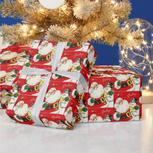 retro vintage Weihnachten Santa Schneemann Geschenkpapier