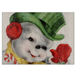 Retro Vintage Weihnachten Schneemann Schneidbrett Schneidebrett