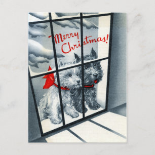 retro-vintage-Weihnachten-Scotty-Hund Feiertagspostkarte